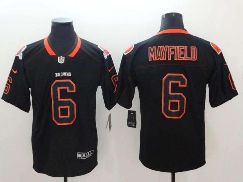 Men Cleveland Browns 6 Mayfield Nike Lights Out Black Color Rush Limited NFL Jerseys